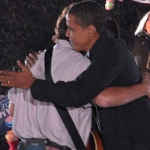 Bruce Springsteen and Barack Obama hug