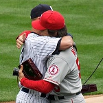 Derek Jeter hugging Hideki Matsui